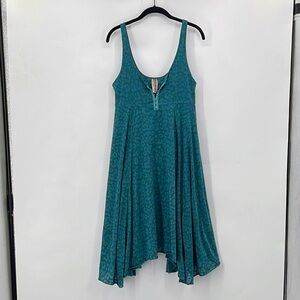 Free People Corset Swing Dress Green Animal Print Lined Size Medium